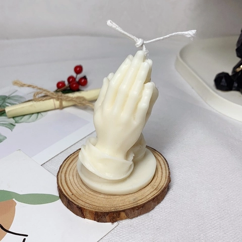 Praying Hands Scented Candle Natural Soy Wax Handmade Art Aesthetic Home Decor Gift Prayer Blessing Novelty White