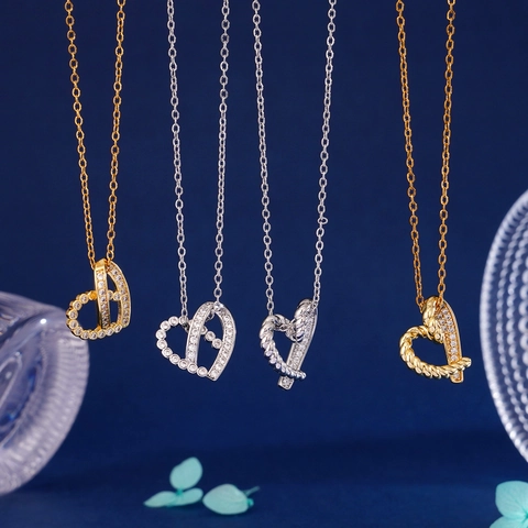 Elegante Collana Con Ciondolo a Cuore in Rame per Donna Con Strass Intarsiati Gioielli di Moda Minimalisti in Stile Coreano Regalo