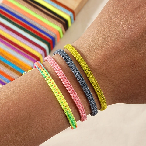 Handmade Braided Rope Bracelet Adjustable Nylon Cord String Minimalist Friendship Jewelry Unisex Alloy Beads