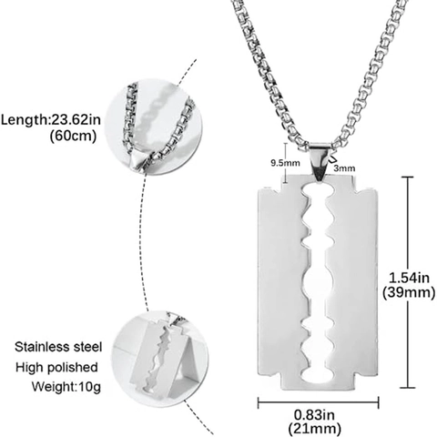 Collana Con Pendente A Lama Di Rasoio Acciaio Inossidabile Lucidato Hip Hop Punk Gioielli Per Uomini Donne Catena Lunga