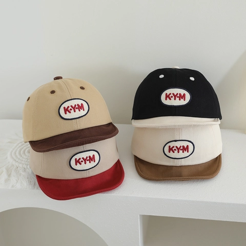 Cappellino Da Baseball Per Neonati Ricamo KYM Colore A Contrasto Tesa Morbida Protezione Solare Cappello Cotone