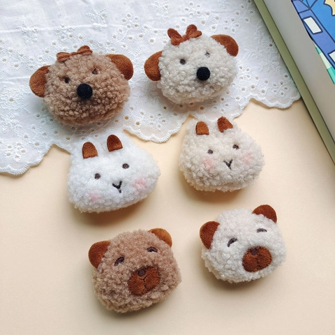 Süße Cartoon Plüsch Tierkopf Accessoires Bär Hase Welpe Maillard Farbe Für DIY Haarspangen Taschen Kleidungsdekoration