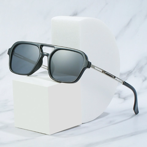 Square Aviator Sonnenbrille Retro Doppelsteg Modebrille UV400 Kunststoff Metallrahmen Für Damen Herren Outdoor