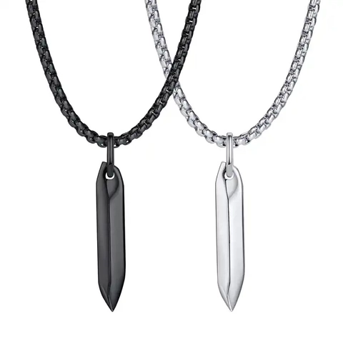 Collar Con Colgante De Bala Acero Inoxidable Geométrico Cono Largo Joyas De Moda Minimalistas Para Hombres Mujeres