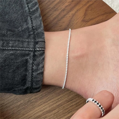 Cavigliera Tennis In Argento Sterling 925 Con Zirconi Cubici Completi Pendente A Cuore Regolabile Gioielli In Stile Coreano