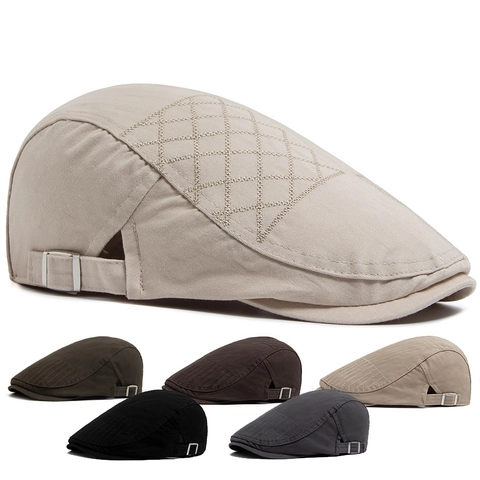Coppola Vintage da Uomo in Cotone Traspirante Berretto Estivo Regolabile Parasole Casual Outdoor Newsboy Cap Accessorio Elegante