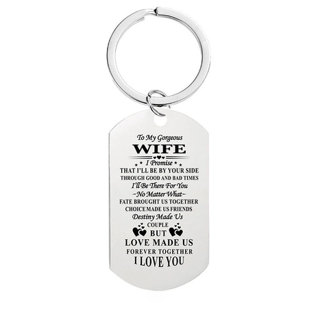 Edelstahl Dog Tag Schlüsselanhänger Inschrift Emotionaler Text Geschenk Für Ehemann Ehefrau Freund Freundin Jahrestag Valentinstag
