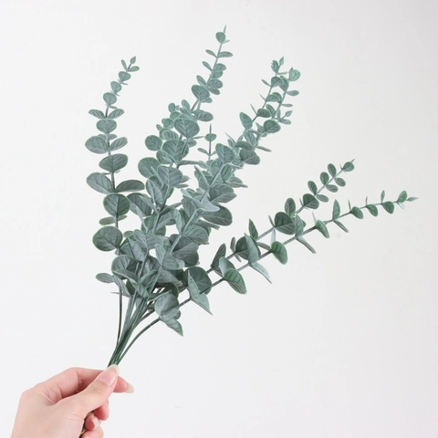 Künstliche Eukalyptusblätter Stiel Kunststoff Frostige Faux Grün Für Hochzeit Haus Dekor Vase Füller Boho Stil Realistischer Zweig