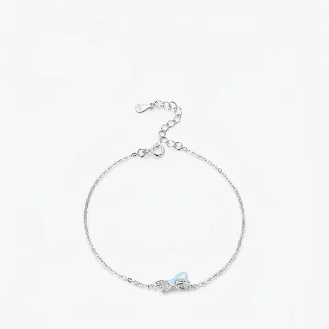 925 Sterling Silver Bow Knot Bracelet With Colorful Enamel And Cubic Zirconia For Women Sweet Elegant Jewelry