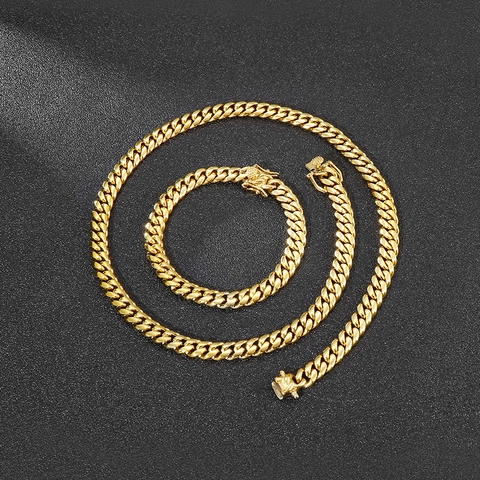 Herren Cuban Link Halskette Und Armband 316L Edelstahl Poliert Matt Doppelseitig Hip Hop Mode Schmuck