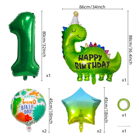Cartoon Dinosaurier Geburtstag Ballon Aluminiumfolie Nummer Stern Runde Ballons Kinder Party Dekoration Thema