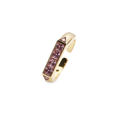 Farbenfroher Geometrischer Zirkonia Ring Vergoldet Kupfer Mikropflaster Quadrat Kristall Verstellbar Offener Schmuck Damen