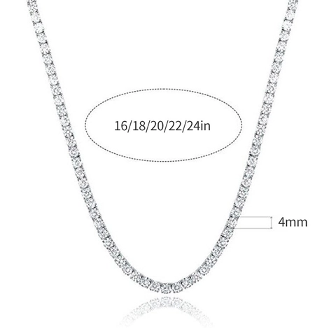 Tennis Necklace Copper With 18K Gold Plated Prong Set Cubic Zirconia Bling Hip Hop Jewelry For Men Women