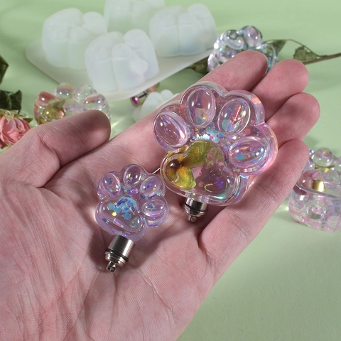 Cat Paw Silicone Mold Multi Cavity Resin Casting DIY Jewelry Keychain Making Mirror Surface Craft Tool