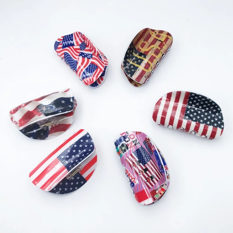 Haarklammern USA Britische Flagge Muster Große Haarkralle PVC Kunststoff Haarnadel Mode Accessoires Damen Mädchen