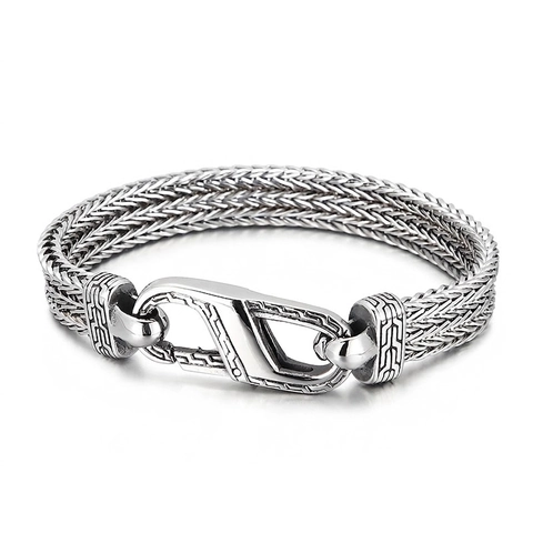 Herren Retro Edelstahl Geflochten Armband Gewebt Draht Klobige Kette Punk Schmuck Accessoire Vintage Stil