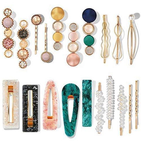 Hair Clips Acetate Alloy Faux Artificial Pearl Rhinestone Geometric Hairpins Retro Fashion Hair Accessories For Women Girls