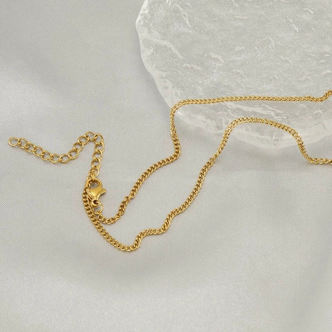 Collana A Catena Curb Acciaio Inossidabile Placcato Oro 18K Gioielli Minimalisti Per Uomo E Donna