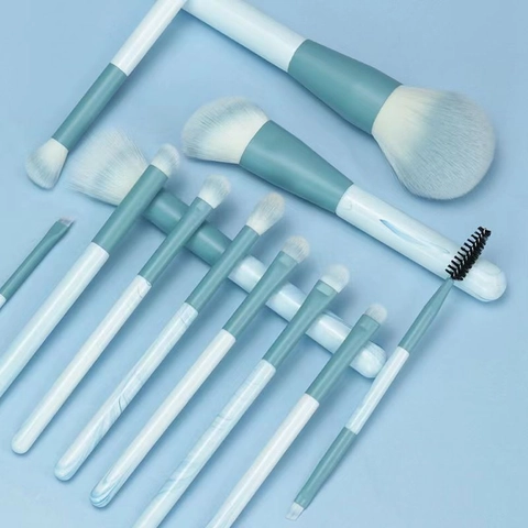 Brochas De Maquillaje Profesionales Fibra Sintética Suave Base Polvo Sombra De Ojos Difuminadoras Mango Mármol Portátil Degradado