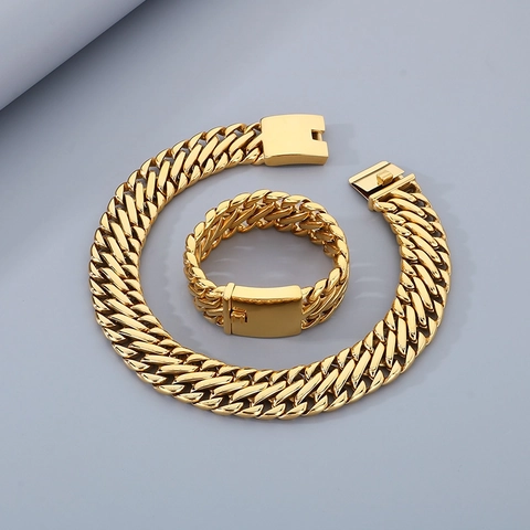 Collana E Bracciale Da Uomo In Acciaio Inossidabile Catena Cubana Dominante Hip Hop Punk Gioielli Di Moda Accessorio