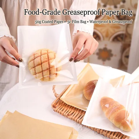 Bolsas De Embalaje De Pan Resistentes A La Grasa Papel Kraft Tostadas Sándwich Galletas Autoadhesivas