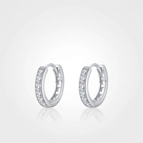 MODIAN S925 Sterlingsilber U-Form Huggie-Ohrringe Für Damen Glänzende Kanal-Einstellung Quadratische Zirkonia Geometrische Ohrringe Schmuck
