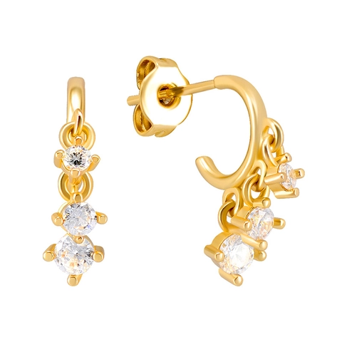 Perno in Argento Sterling 925 Orecchini a Bottone in Rame con Zirconia per Donna Orecchini Minimalisti con Tre Pietre Geometrici con Nappa Gioielli di Moda