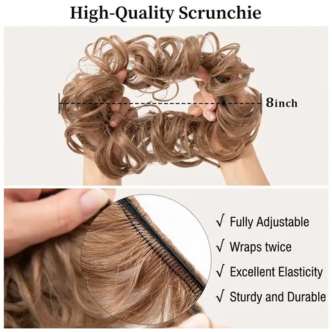 Rommelige Knot Haarverlenging Matte Hittebestendige Synthetische Vezel Pluizige Krullende Haarelastiek Voor Dames