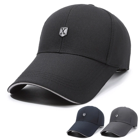 Men Baseball Cap Cotton Polyester Extended Brim Sun Protection Outdoor Fishing Embroidered Shield X Adjustable
