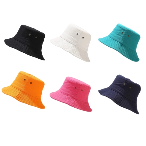 Cotton Canvas Bucket Hat With Breathable Metal Eyelets Sun Protection Solid Color Casual Outdoor Travel Sun Hat For Unisex