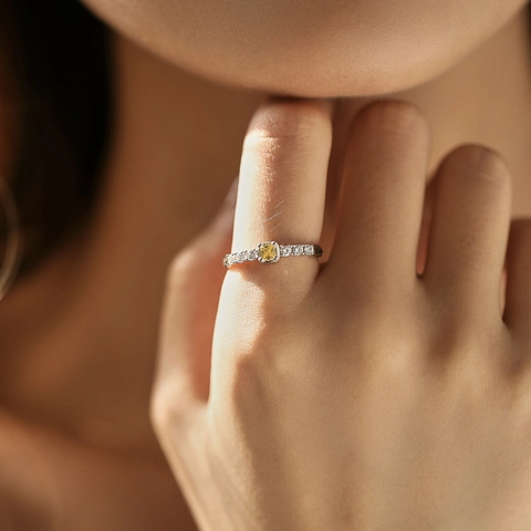 925 Sterling Silber Ring Quadratischer Zirkonia Süßer Würfel Eleganter Minimalistischer Ins Stil Hochwertiger Schmuck Für Damen