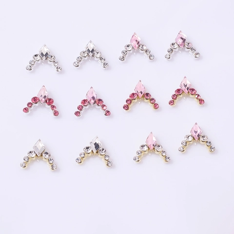 Décorations D'art D'ongles En Forme De V Alliage Strass En Verre Losange Style Français Manucure DIY Charms Accessoire