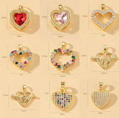 Herzanhänger Kupfer Zirkon Bunt Micro Pave Romantisch DIY Schmuckzubehör Für Damen