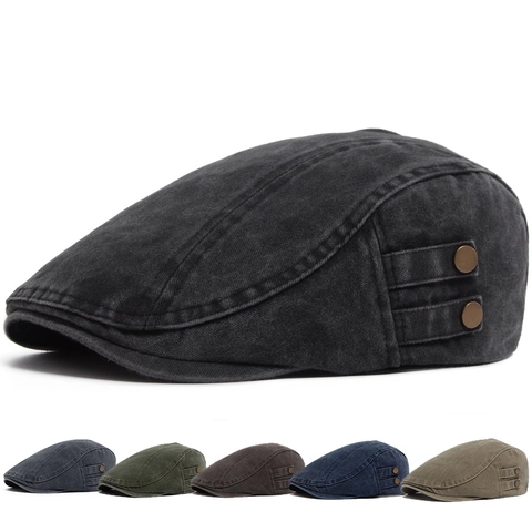 Boina Vintage De Algodón Lavado Gorra Plana Ajustable Sombrero Pico De Pato Para Hombres Mujeres Transpirable Casual