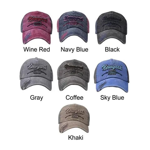 Cappello Da Baseball In Cotone Lavato Ricamo New York 1985 Distressed Retrò Stampa Squalo Regolabile Uomo Donna