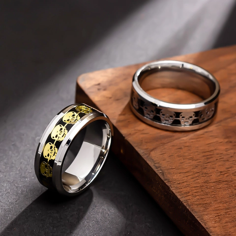 Skull Ring Stainless Steel Punk Gothic Rock Band Jewelry For Men Unisex Cool High Polished