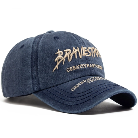 Casquette De Baseball En Coton Lavé Broderie Lettres Protection Solaire Décontracté Vintage Réglable Hommes Femmes