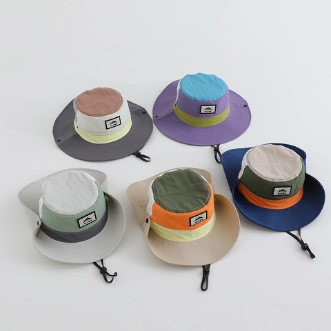 Cappello Da Pescatore Bambini Outdoor Nylon Asciugatura Rapida Traspirante Protezione Solare Escursionismo Berretto Cordino Regolabile