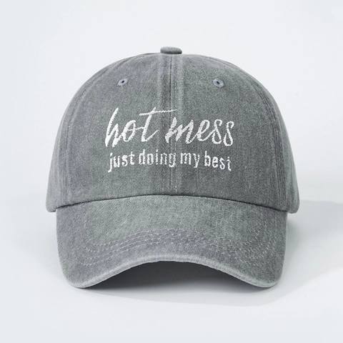 Gorra De Béisbol De Algodón Lavado Vintage Distressed Dad Hat Bordado Hot Mess Just Doing My Best Gorra De Sol Ajustable