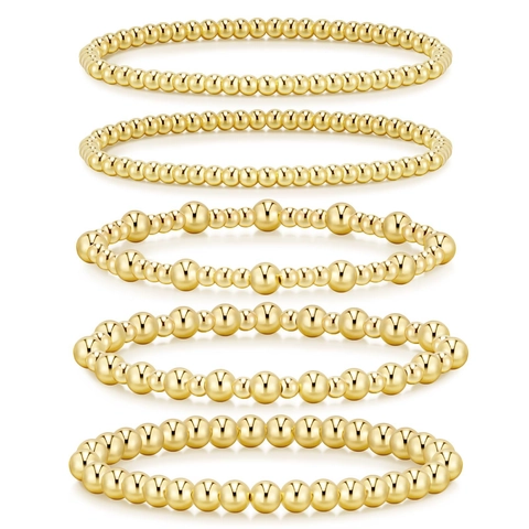 Bracciali Impilabili Bohémien In Lega Ed Ematite Perline Tonde Gioielli Elastici Per Donna Stile Di Moda Versatile