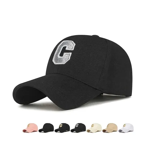 Cappello Da Baseball Ricamato Lettera C Tessuto Ananas Regolabile Sport All'aperto Cappello Sole Unisex