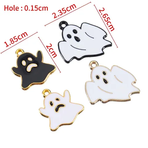 Stainless Steel Enamel Halloween Ghost Charms Cartoon Pendants For DIY Jewelry Making Necklace Bracelet Keyring Accessories