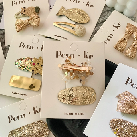 Mollette Per Capelli Fiocco In Tessuto Con Paillettes Oro Fermagli Coniglio Gatto Ananas Per Bambine Accessori Fatti A Mano