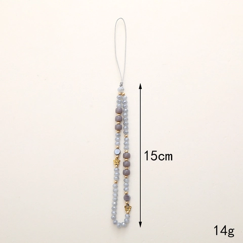 Phone Lanyard Crystal Resin Beaded Wrist Strap With Metal Flowers LOVE Letters Anti-Lost Hand Accessory Bohemian Charm