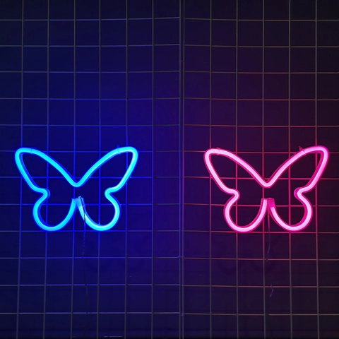 Butterfly Neon Sign LED Wall Decor Plastic Atmosphere Light USB Battery Powered For Bedroom Party Christmas Home Decoration