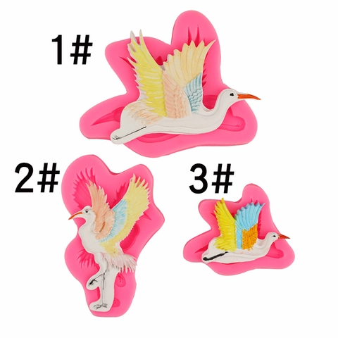 Kraanvogel Siliconen Vorm Vogelvorm Fondant Chocolade DIY Tool Voor Taart Decoratie Bakken Hars Crafting Klei Kunst