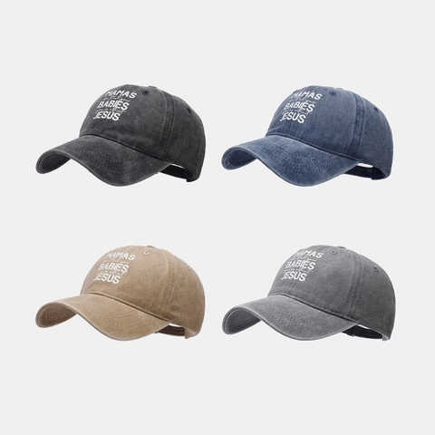 Washed Cotton Baseball Cap Vintage Distressed Letter Print Verstellbar Peaked Hat Outdoor Sonnenschutz Für Männer Frauen