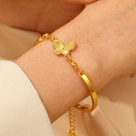 Élégant Bracelet Breloque Papillon en Alliage pour Femme Chaîne Réglable Bijoux de Mode Cadeau pour Petite Amie