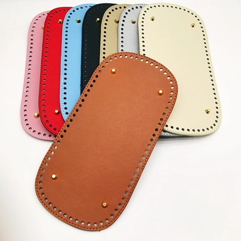 Base Per Borsa In Pelle PU Ovale Con Fori Pre-Perforati E Piedini In Metallo Per Accessori Per Borse All'Uncinetto Fai Da Te