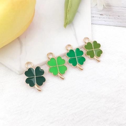 Enamel Four Leaf Clover Charms Zinc Alloy Shamrock Pendants Jewelry Making DIY Bracelet Necklace Earrings Accessory